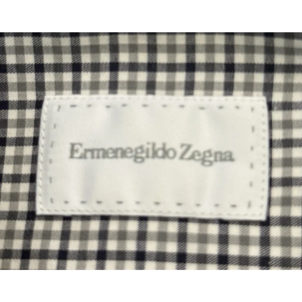 Ermenegildo Zegna Dress Shirt Men US 16 EU 41 Regular Black Gray Check Designer